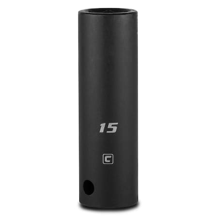 Capri Tools 1/2 in Drive 15 mm 6-Point Metric Deep Impact Socket 5-5215